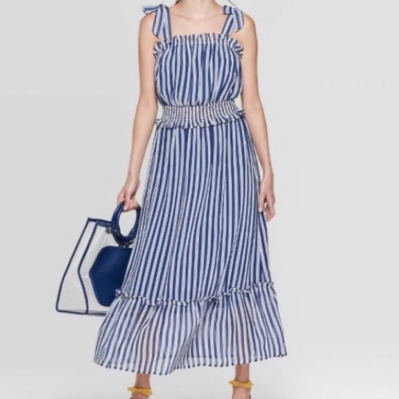 Who What Wear Dresses & Skirts - 🔥NWT🔥SZ LARGE Women's Smock Square Neck Shoulder Tie Maxi